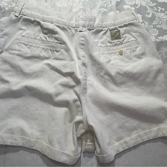 Lauren Ralph Lauren Shorts Women’s 12 White Cotton Short Chino Flat Front Cuffed - Picture 3 of 6